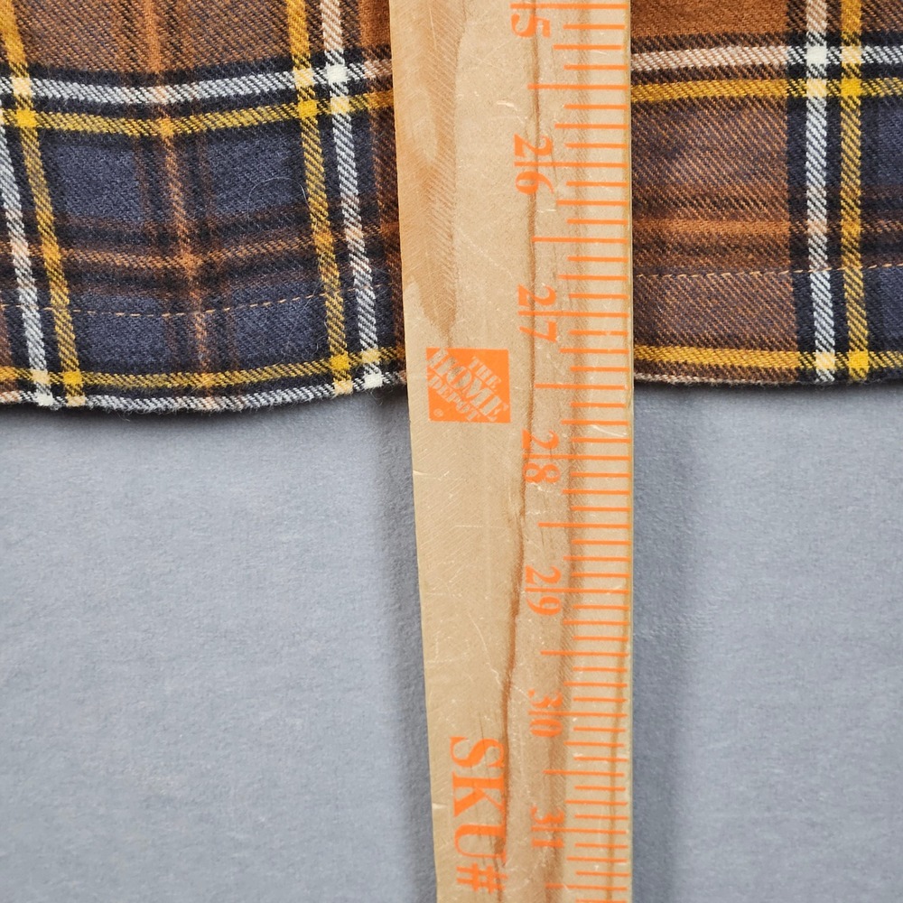 Line of Trade Flannel Shirt Mens Medium Brown Orange Plaid Button Up Fall - Picture 7 of 9